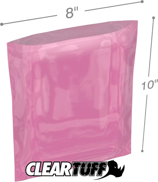 8x10 6 mil amine free antistatic poly bags 8x10 6 mil Pink Antistat Poly Bags