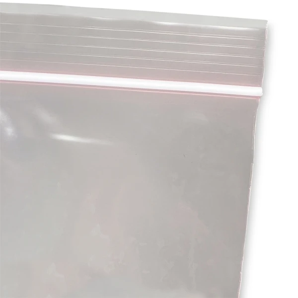 9 x 12 4 Mil Pink Anti Static Zip Bags - Minigrip Zipper Close up of 9 x 12 4 Mil anti static locking bag Zipper