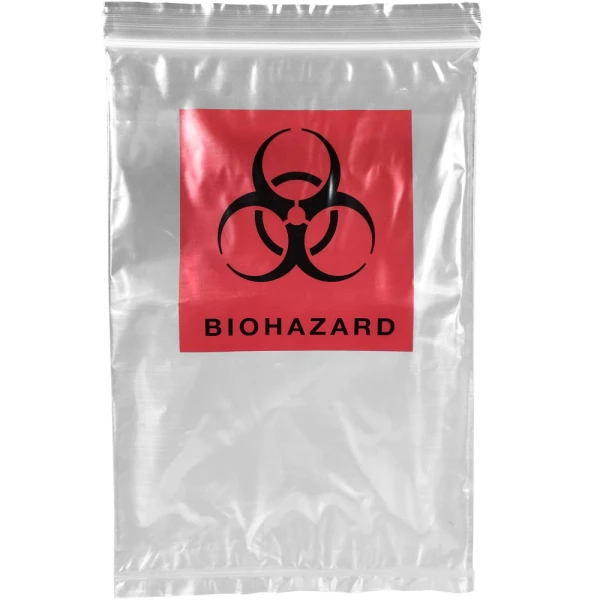 3 Wall 2 color 6x9 2mil Specimen Shield Zipper Locking Pouch Bags