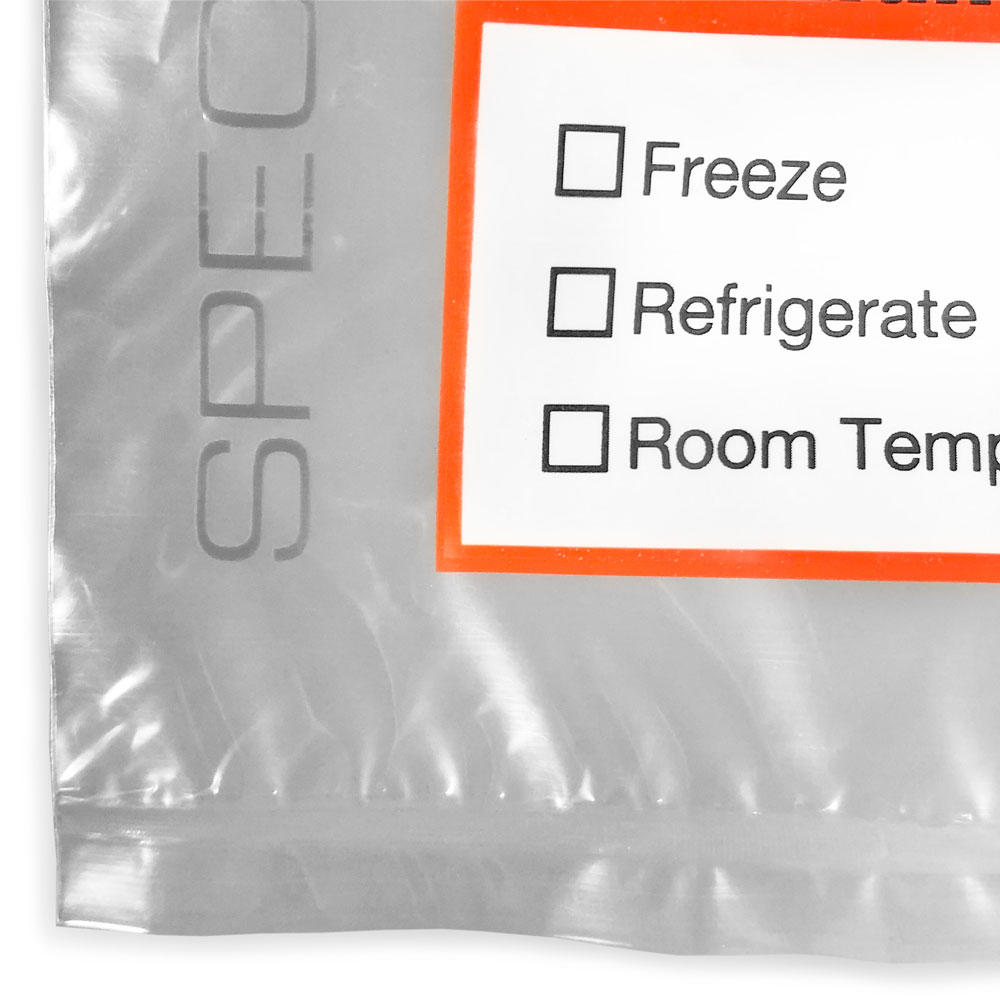 Close up of 3 Wall 6 x 9 2 mil Specimen Shield Zipper Locking Pouch Bags Bottom Seal