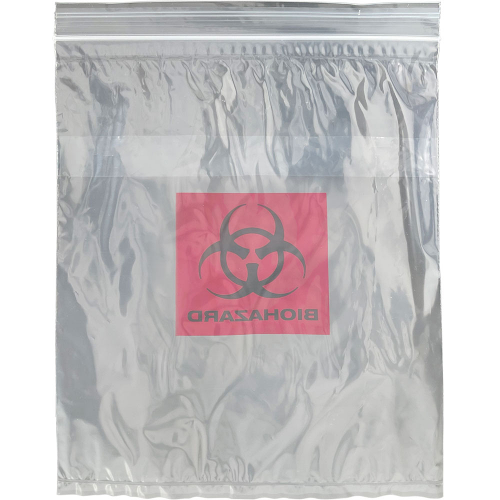 Back of 3 Wall 8 x 10 2 mil Specimen Shield Zipper Locking Pouch Bags