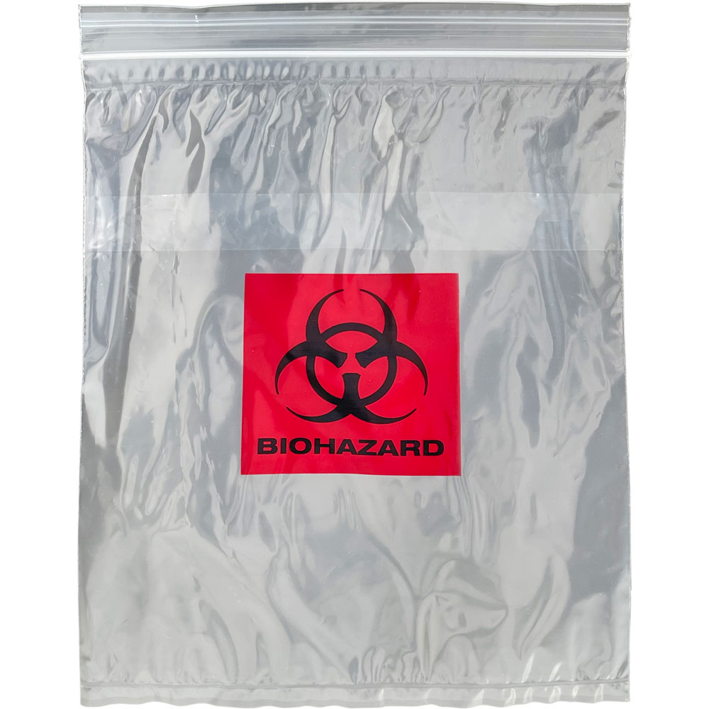 Front of 3 Wall 8 x 10 2 mil Specimen Shield Zipper Locking Pouch Bags