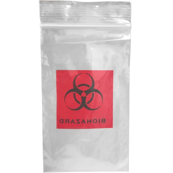 3 x 5 Biohazard Zipper Locking Bags Back Back of 3 x 5 Biohazard Zipper Locking Bags