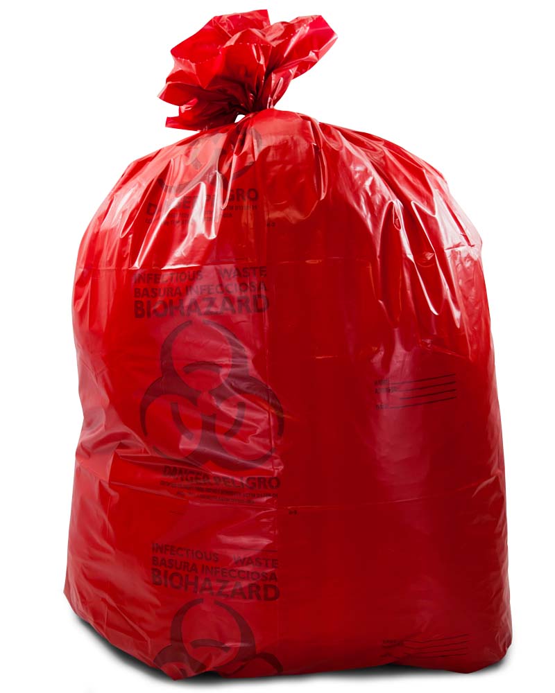 45 Gallon Red Medical Waste Trash Bags - 1.25 Mil