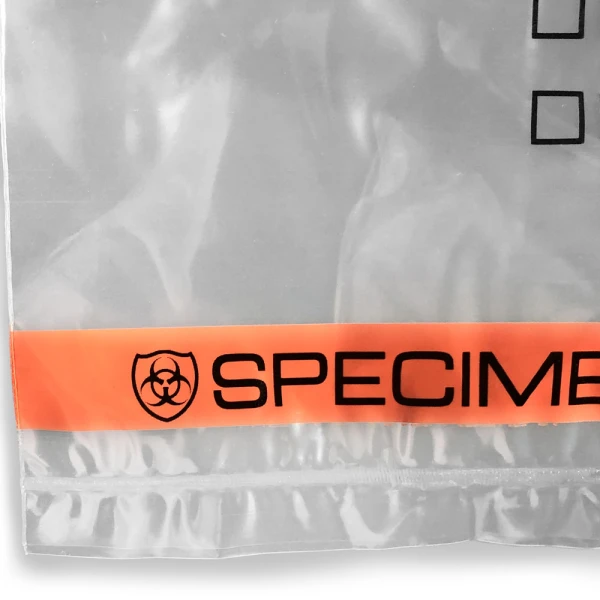 6x9 2 colors Specimen Shield Zipper Locking Tear Pouch Bags Bottom Seal Close up of 6x9 2 colors Specimen Shield Zipper Locking Tear Pouch Bags Bottom Seal