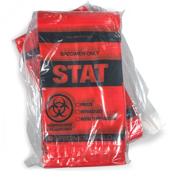6x9 STAT 3 Wall Specimen Transport Zipper Locking Biohazard Bag Innerpacks Innerpacks of 6x9 STAT 3 Wall Specimen Transport Zipper Locking Biohazard Red Bag