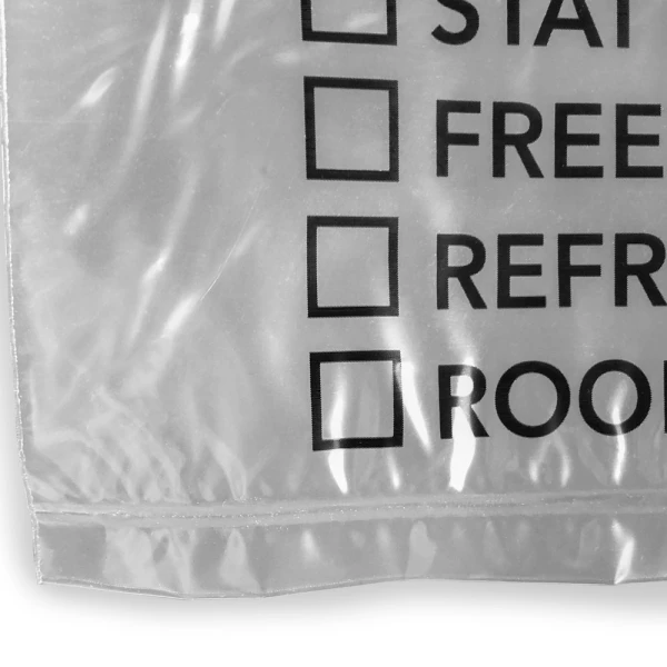 6x9 Biohazard Specimen Bags Bottom Seal Close up of Bottom Seal on 6x9 Biohazard Specimen Bags