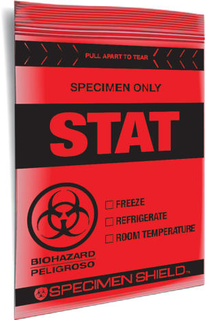 6x9 2mil STAT Specimen Shield Lab Transport Biohazard Zipper Locking Bags with tear off Pouch