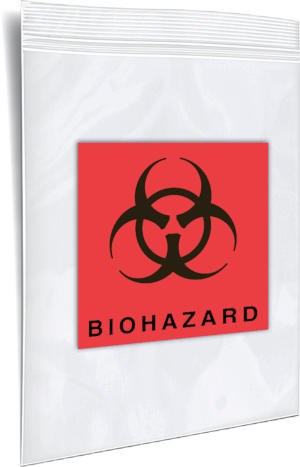 6x9 plain Biohazard Print 2 wall zip lock bags