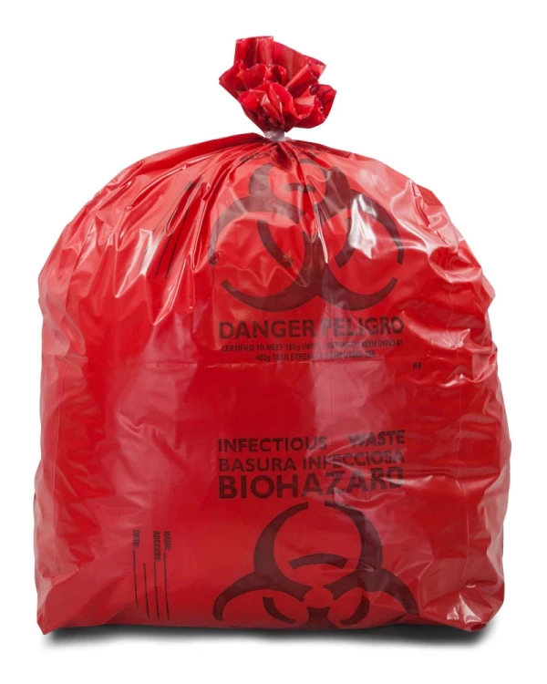 8-10 Gallon Red 24 x 30 Medical Waste Trash Bags