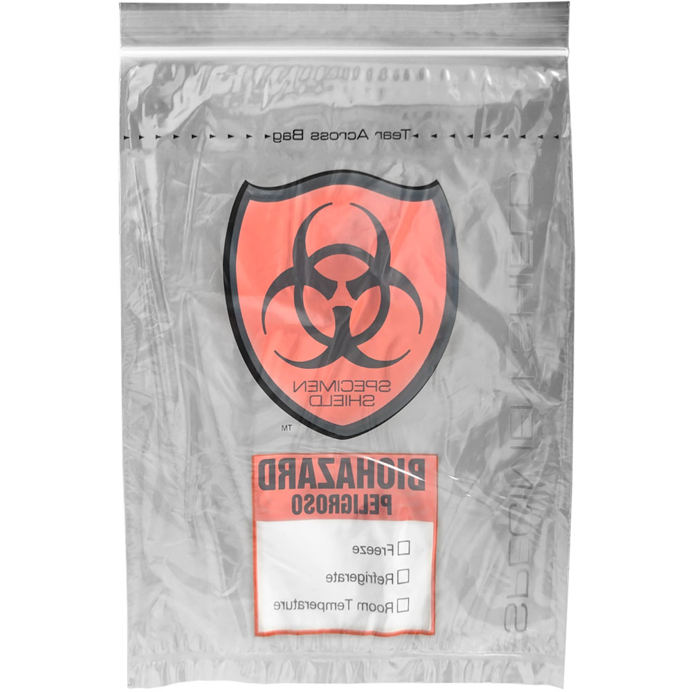 Back of 8x10 3 Wall 2 Mil Specimen Shield Zipper Locking Tear Pouch Bags