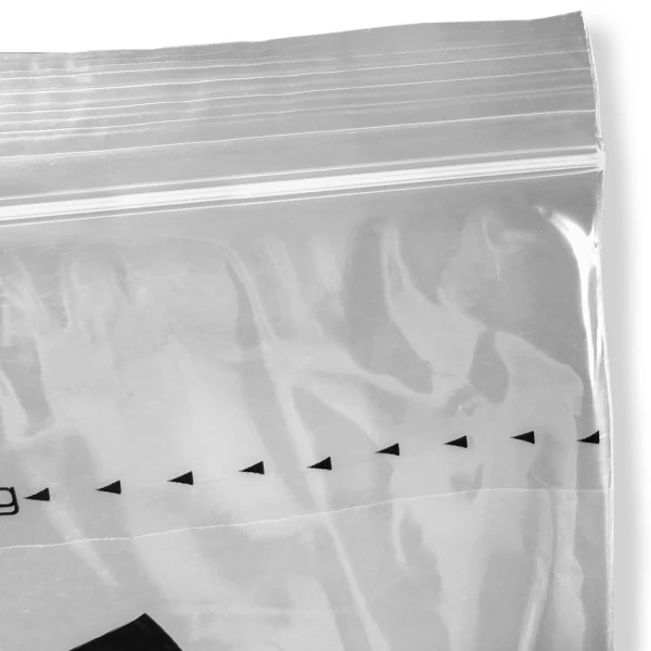 8x10 3 Wall 2 Mil Specimen Shield Zipper Locking Tear Pouch Bags Zipper Close up of 8x10 3 Wall 2 Mil Specimen Shield Zipper Locking Tear Pouch Bags Zipper