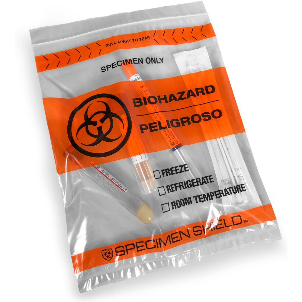 8" x 10" 3 Wall specimen lab transport bag with 8 " x 9" document pouch