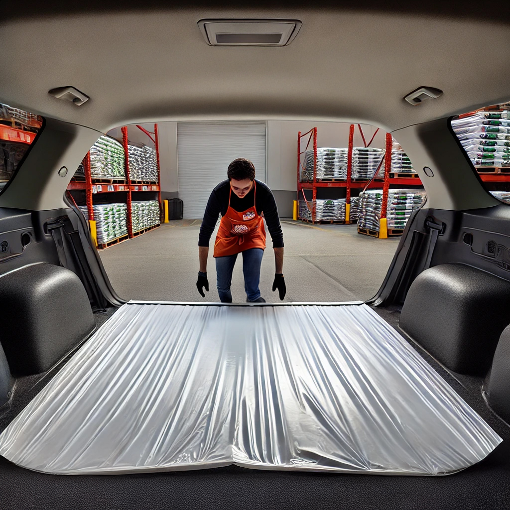 Landscape Home Improvement Center Using Trunk Liner To Protect Vehicle Interior