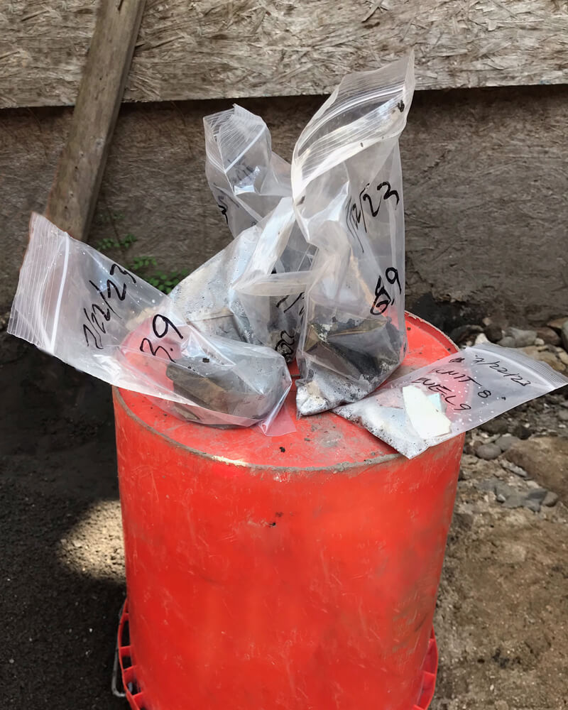Plastic Zip Locking bags on orange bucket