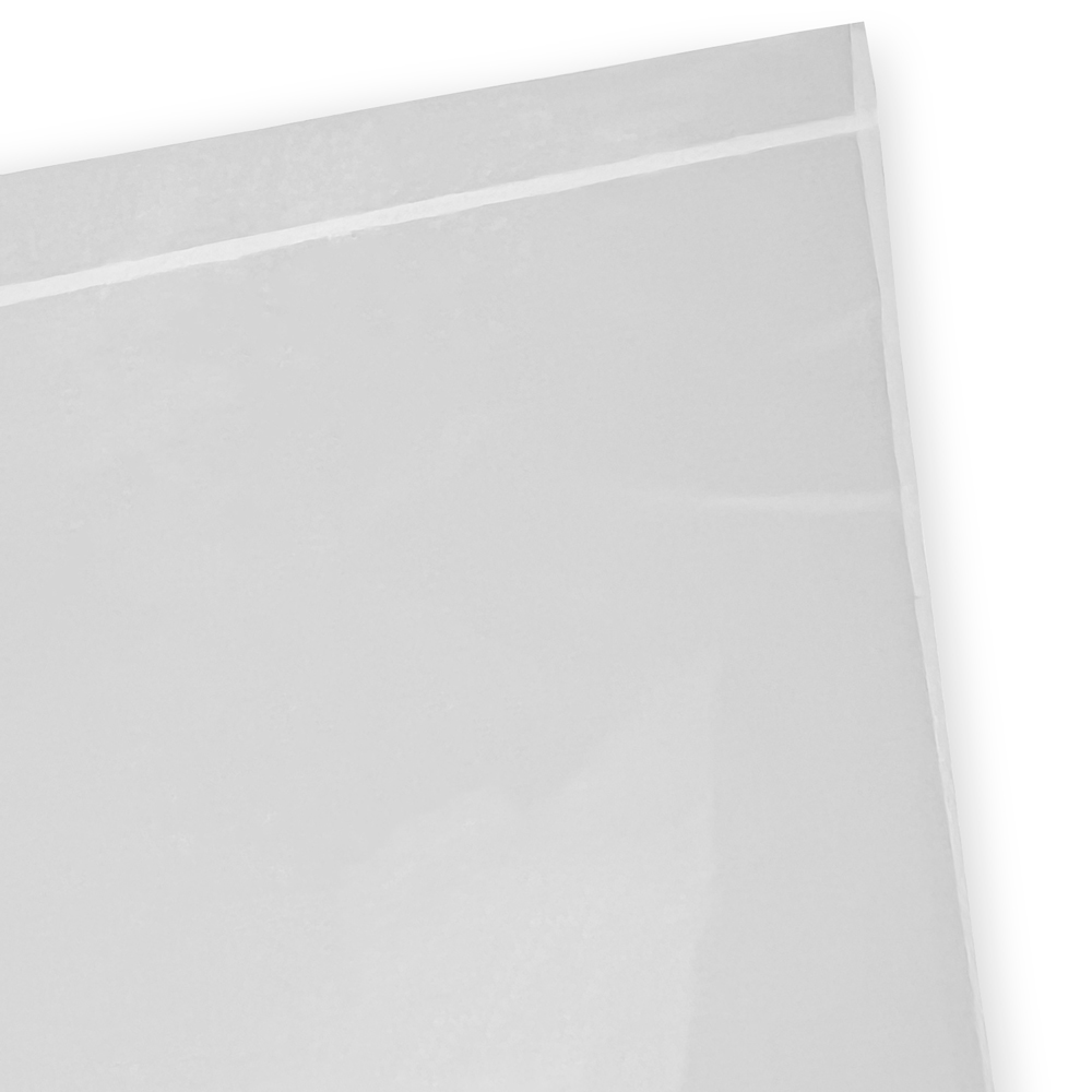 Close up of 12 x 6 x 24 1 Mil Poly Bakery Bread Bags Bottom Seal