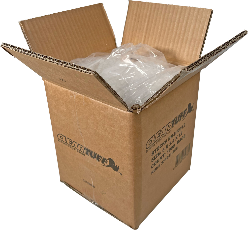 Case of 6 inch x 3 inch x 12 inch Gusseted 1 Mil Plastic Bakery Bread Bags