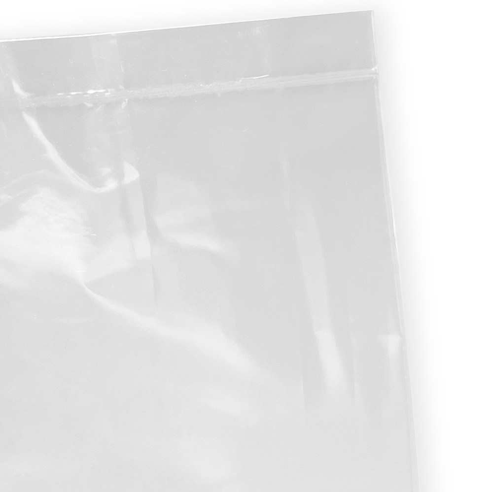 Close up of 6 x 3 x 15 .65 Mil Poly Bakery Bread Bags Bottom Seal