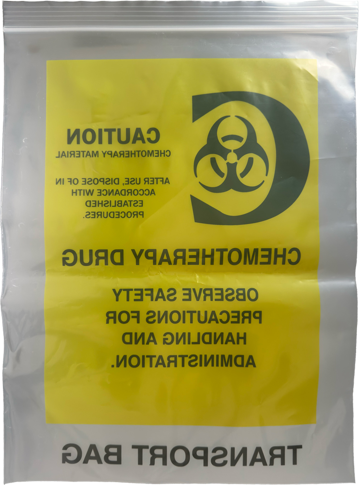 Back of Clear 12 x 15 4 Mil Chemotherapy Drug Transport Bags