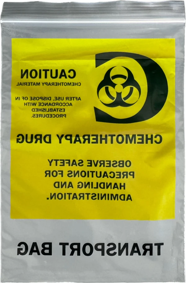 6 x 9 2 Mil Chemotherapy Drug Transport Bags Back Back of 6 in x 9 in Chemo Bags 2 Mil