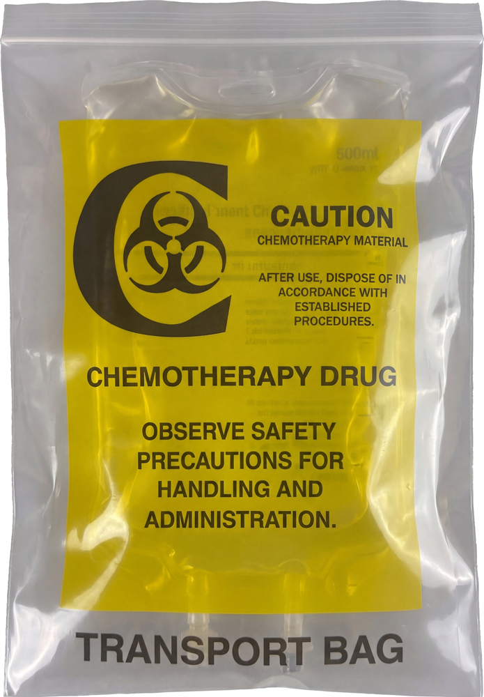 500ml Bag with Chemotherapy Agent in a 9 in x 12 in Chemo Bags 4 Mil