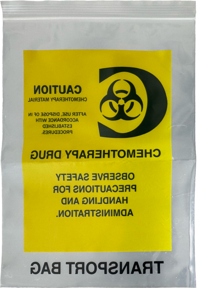 Back of 9 in x 12 in Chemo Bags 4 Mil