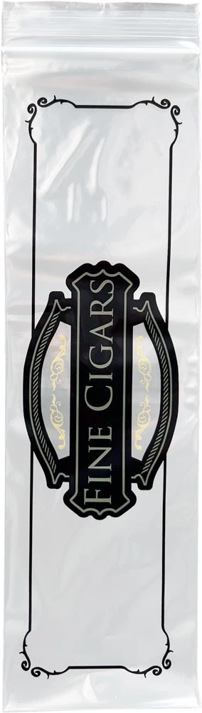 3 x 10 2 mil Zipper Lock Cigar Bags Front Front of Pre-Printed Reclosable 3 x 10 2 mil Cigar Bags
