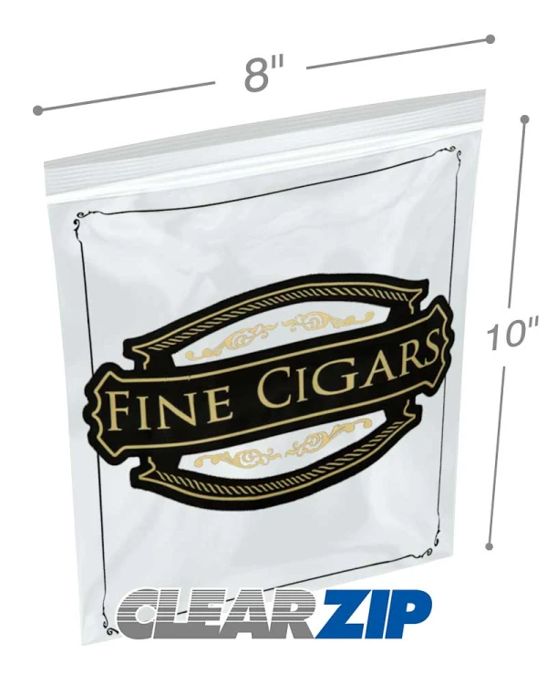 8 x 10 2 mil Zipper Lock Cigar Bags Pre-Printed Reclosable 8 x 10 2 mil Cigar Bags