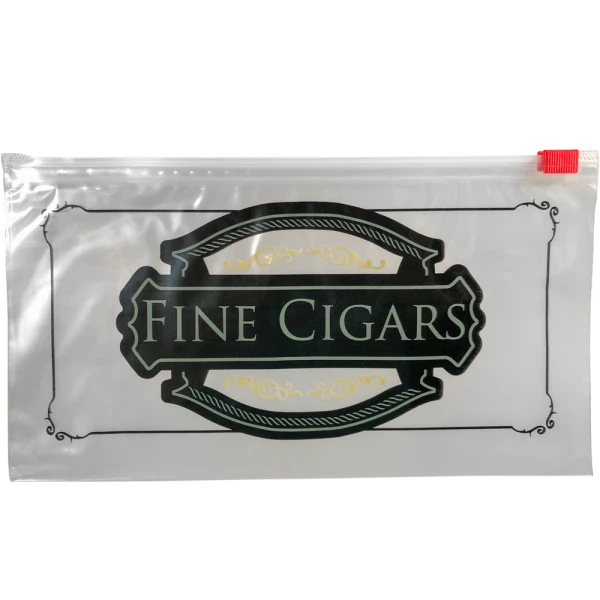 Fine Cigars Cigar Bags With Slider Lock 10 x 5 3 mil Front Front of Fine Cigars Cigar Bags With Slider Lock 10 x 5 3 mil