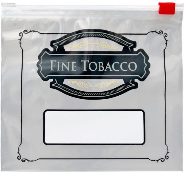 FINE TOBACCO Slider Lock Tobacco Bags 6.5 x 6 Pre-Printed Reclosable FINE TOBACCO 6.5 x 6 4 mil Tobacco Bags Front