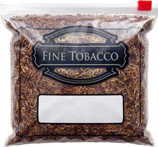 FINE TOBACCO Slider Lock Tobacco Bags 6-1/2 x 6 Pre-Printed Reclosable FINE TOBACCO 6.5 x 6 4 mil Tobacco Bags