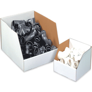 6 x 15 x 4-1/2 Open Top White Corrugated Bin Boxes Lot of 50 BINMT615 6 x 15 x 4-1/2 Open Top White Corrugated Bin Boxes Lot of 50 BINMT615