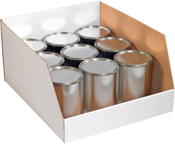 10 x 12 x 8 Open Top White Bin Boxes White 10 x 12 x 8 Open Top Bin Boxes with Metal Cans