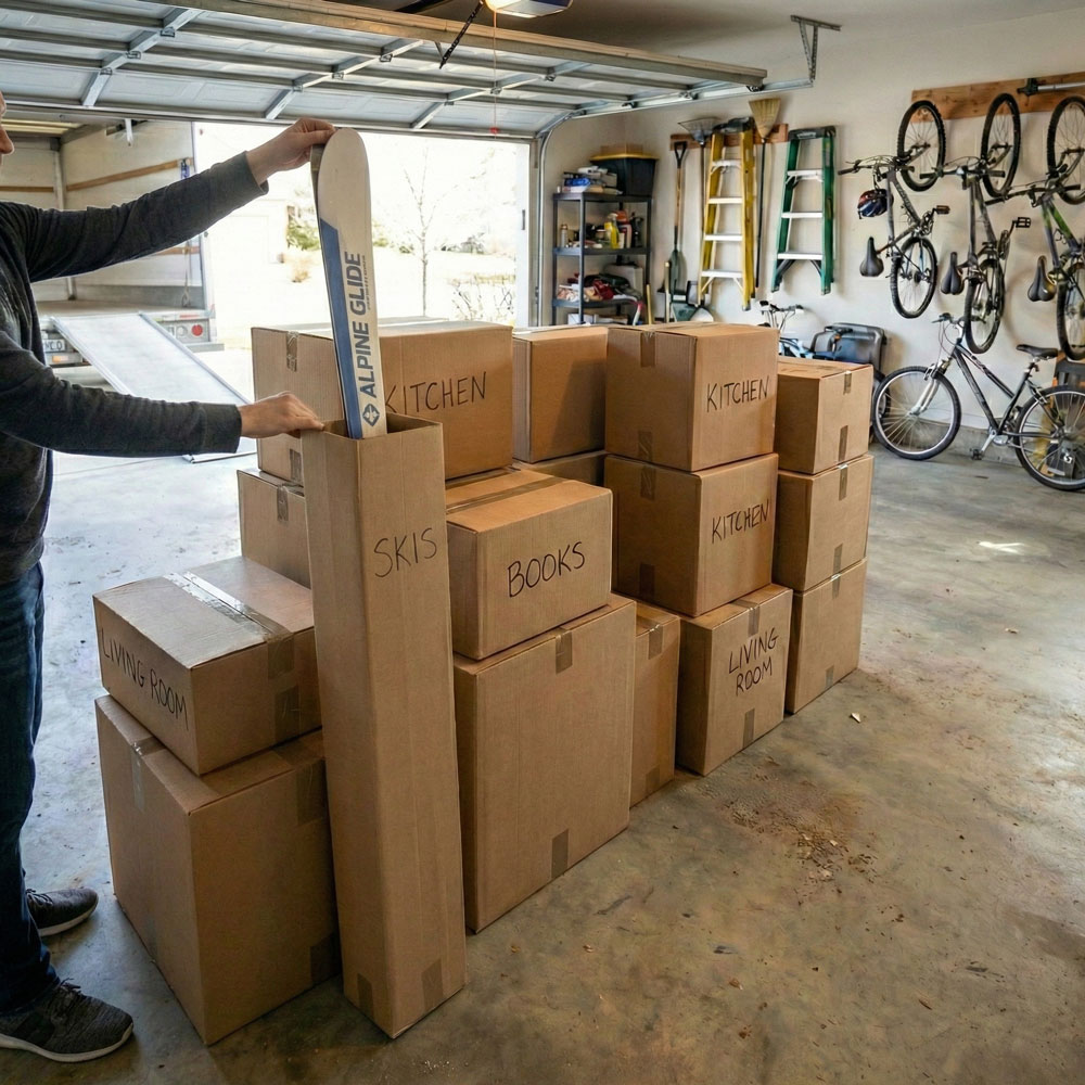 Skiis Getting Packed in 10 x 6 x 57 Ski Box