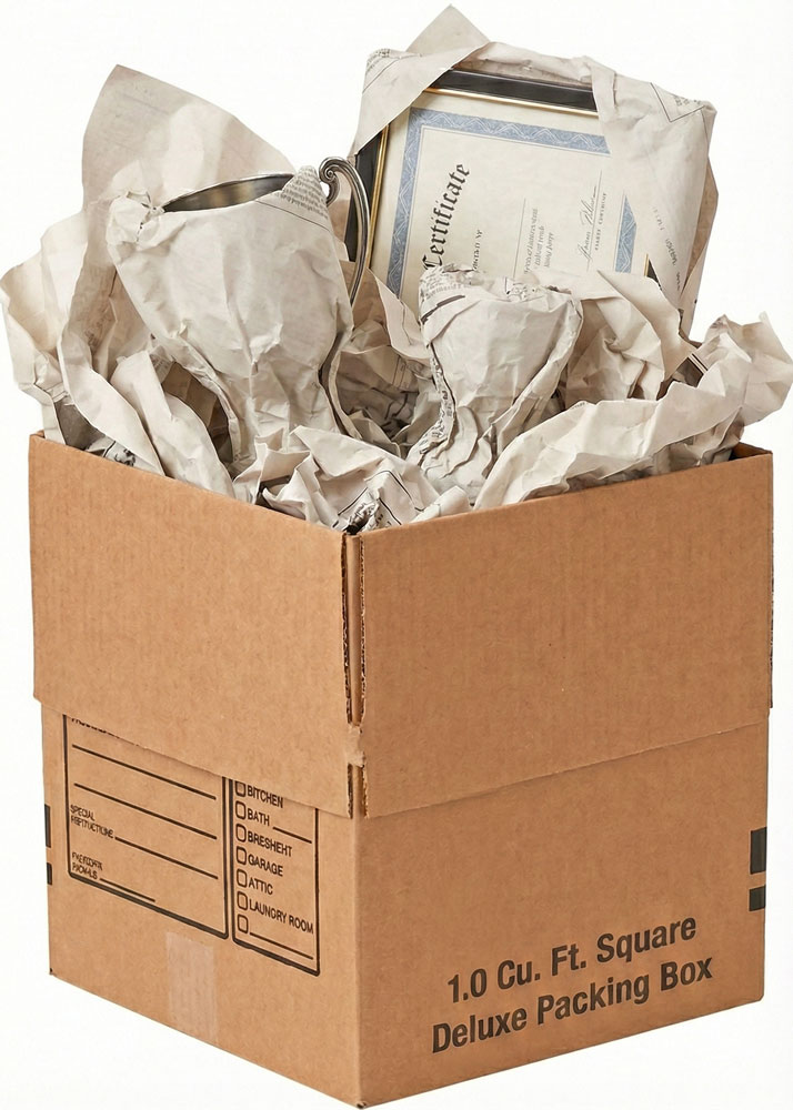 12 x 12 x 12 Deluxe Packing Box Packed