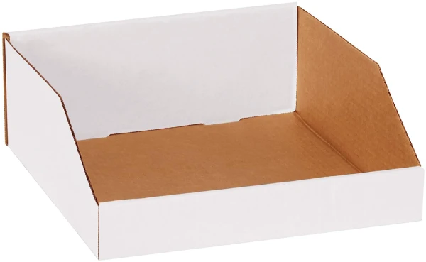 12 x 12 x 4 1/2 Open Top White Bin Boxes White 12 x 12 x 4 1/2 Open Top Bin Boxes