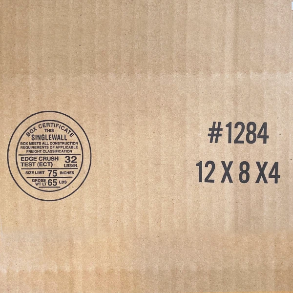 Close up of 12 x 8 x 4 Corrugated Standard  Box Certificate