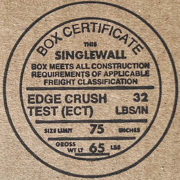 12 x 8 x 8 Standard Cardboard Boxes 32 ECT Edge Crush Test Certificate 32 ECT Edge Crush Test Certificate 12 x 8 x 8 Corrugated Standard Boxes