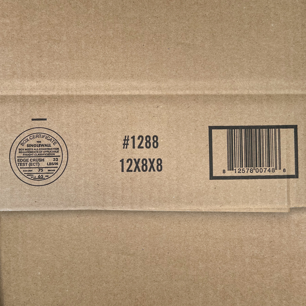Identifiers printed on 12 x 8 x 8 Corrugated Standard Boxes