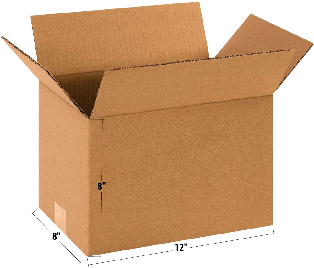12 x 8 x 8 Corrugated Standard Boxes Dimensions