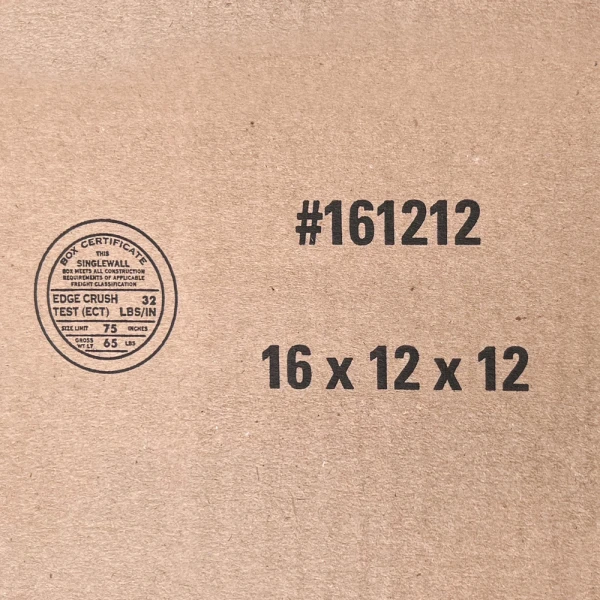 16 x 12 x 12 Standard Cardboard Box Print Close up of 16 x 12 x 12 Corrugated Standard Box Print