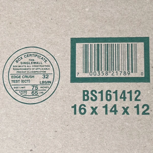 16 x 14 x 12 Standard Cardboard Boxes ECT Stamp 16 x 14 x 12 Corrugated Standard Boxes ECT Stamp