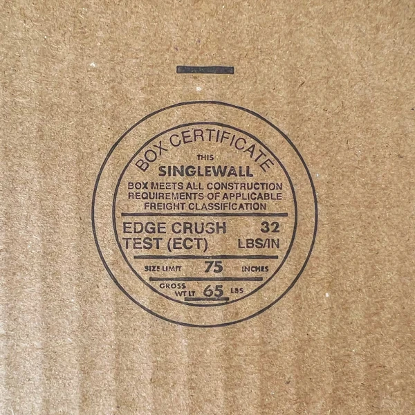 16 x 16 x 12 Standard Cardboard Box Certificate Close up of 16 x 16 x 12 Corrugated Standard Box Certificate