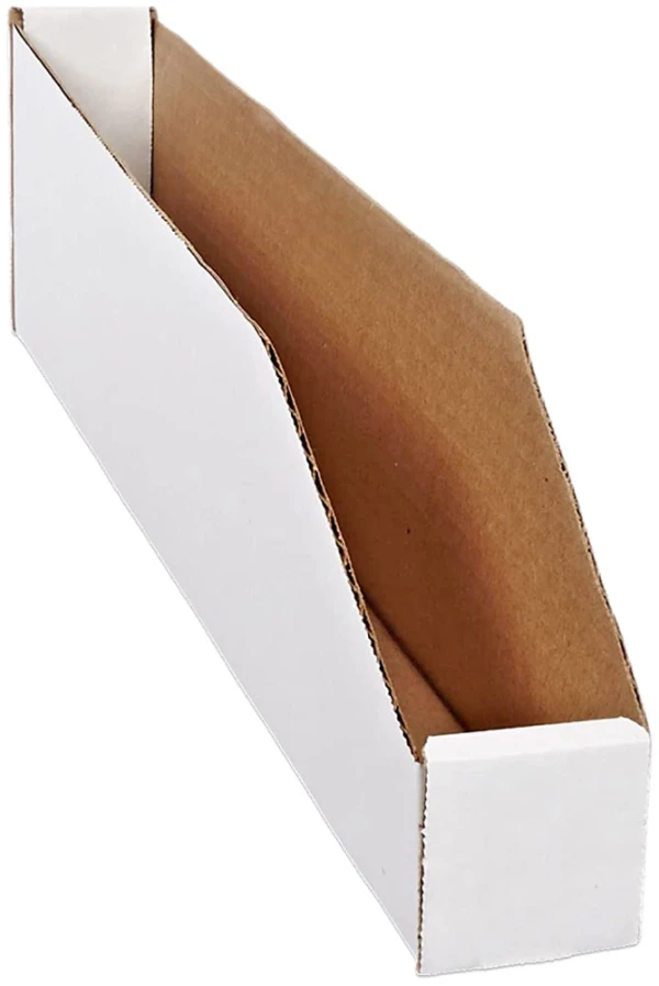 2 x 18 x 4 1/2 Open Top White Bin Boxes 2 x 18 x 4 1/2 Corrugated White Bin Boxes