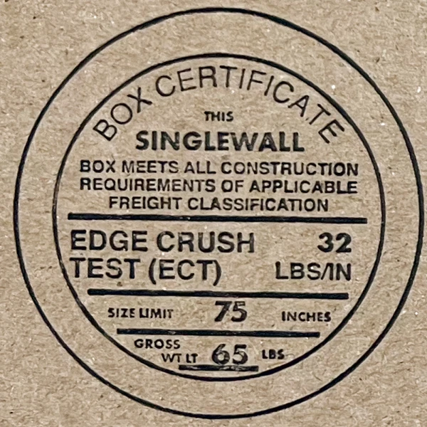 20 x 20 x 12 Standard Corrugated Boxes 200 lb 32 ECT Edge Crush Test Certificate 32 ECT Edge Crush Test Certificate 20 x 20 x 12 Corrugated Standard Boxes