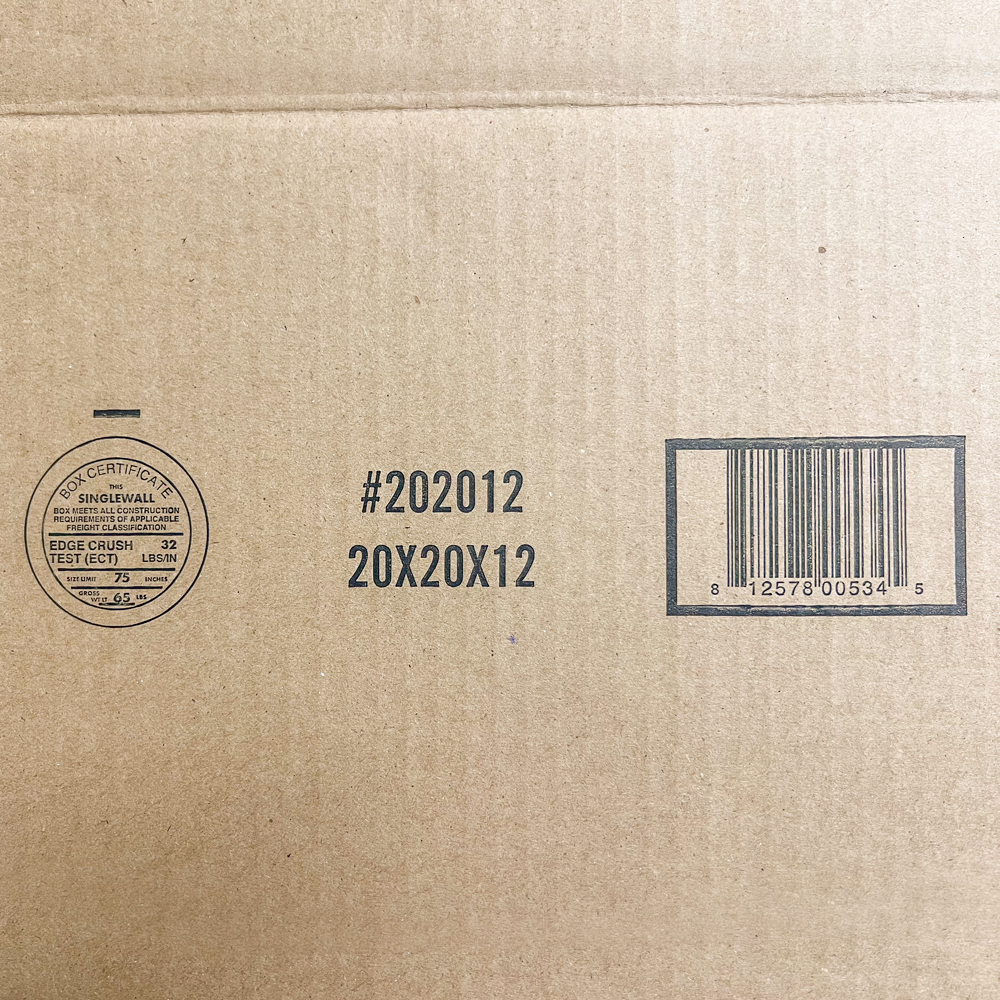 Kraft Single Wall 20 x 20 x 12 Standard Corrugated Boxes 200 lb