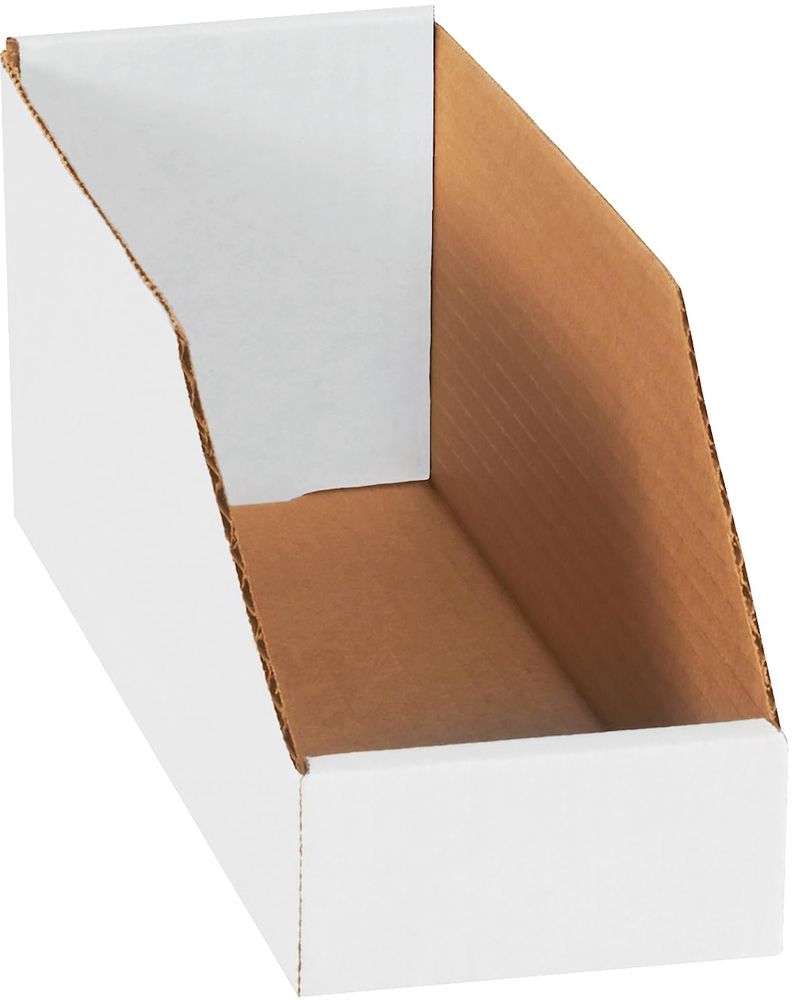 White 4 x 12 x 4 1/2 Open Top Bin Boxes