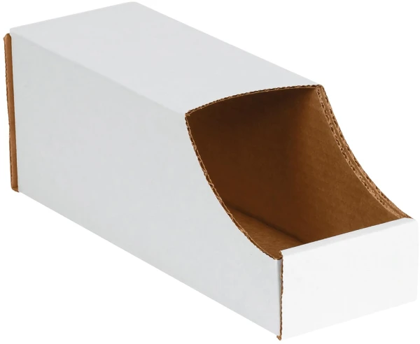 4 x 12 x 4 1/2 White Stackable Bin Boxes 4 x 12 x 4 1/2 White Corrugated Stackable Bin Boxes