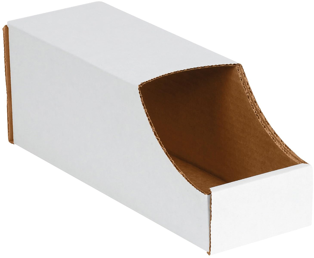 4 x 12 x 4 1/2 White Corrugated Stackable Bin Boxes