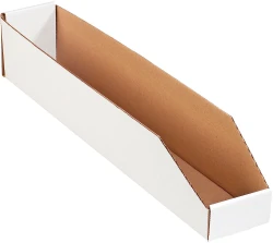 4" x 24" x 4 1/2" Open Top White Bin Boxes